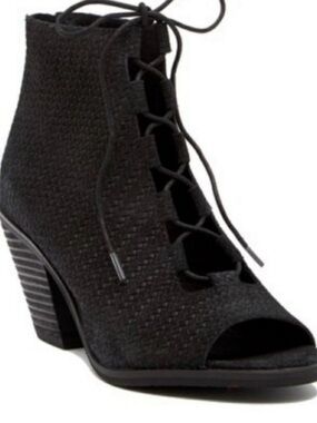 Eileen Fisher Slew Black Woven Leather Booties
